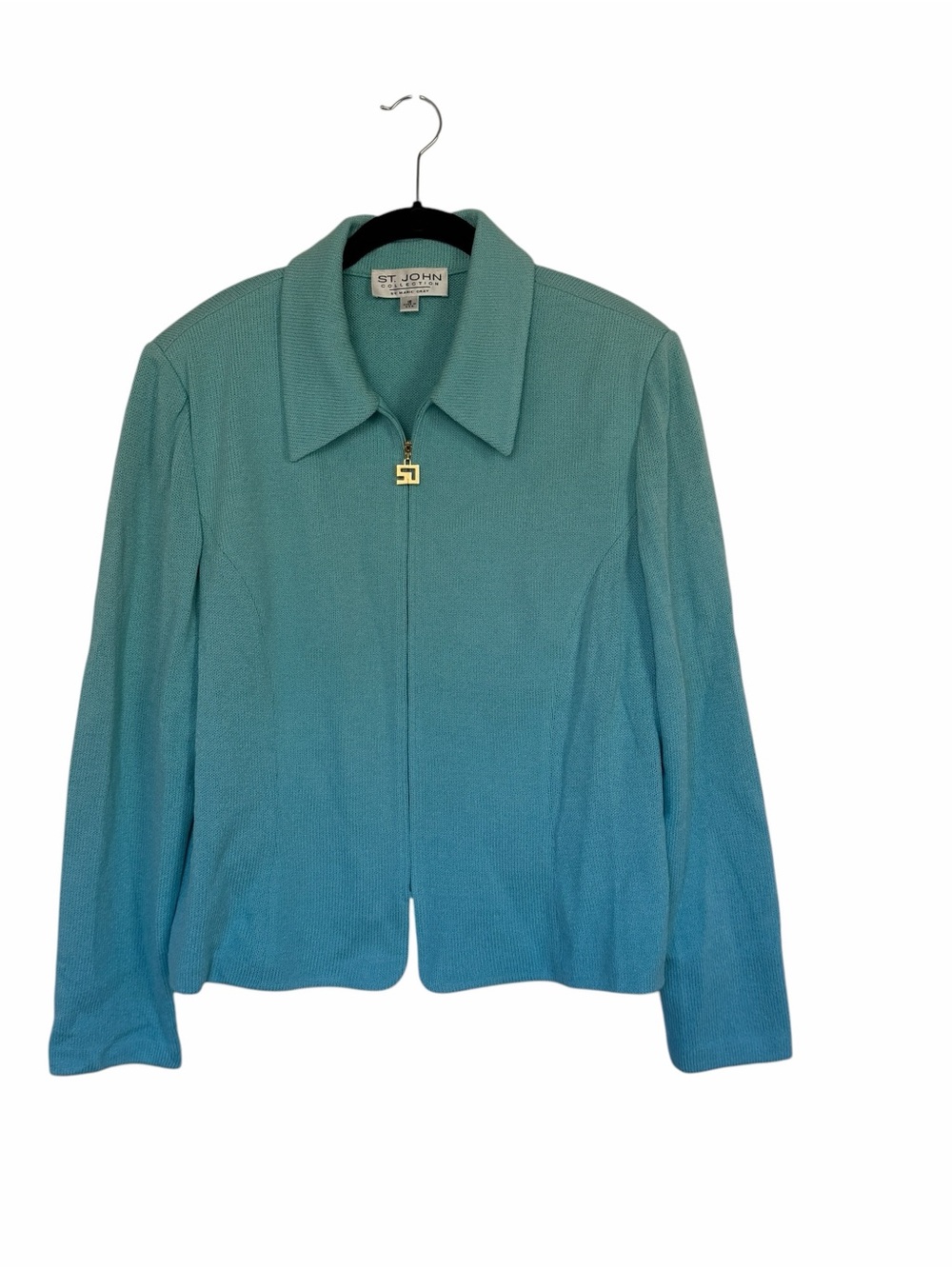 Vintage St. John Timeless Classic Santana Zip-Front Knit Designer Chic Jacket